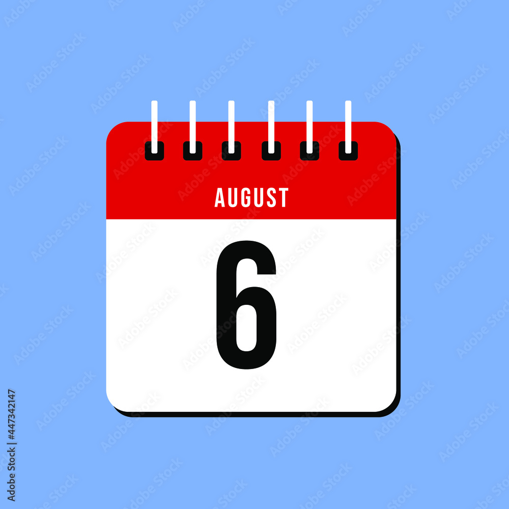 August day 6. Number six on a white paper with red color border on a blue background vector. August day 6. Number six on a white paper with red color border on a blue background vector.
