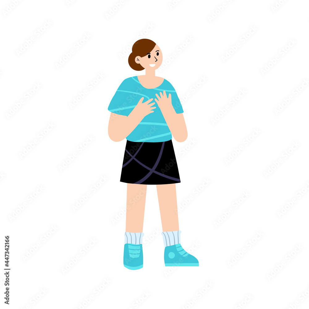 Female character gestures. Nice girl. Woman standing. Female character gestures. Nice girl. Woman standing.