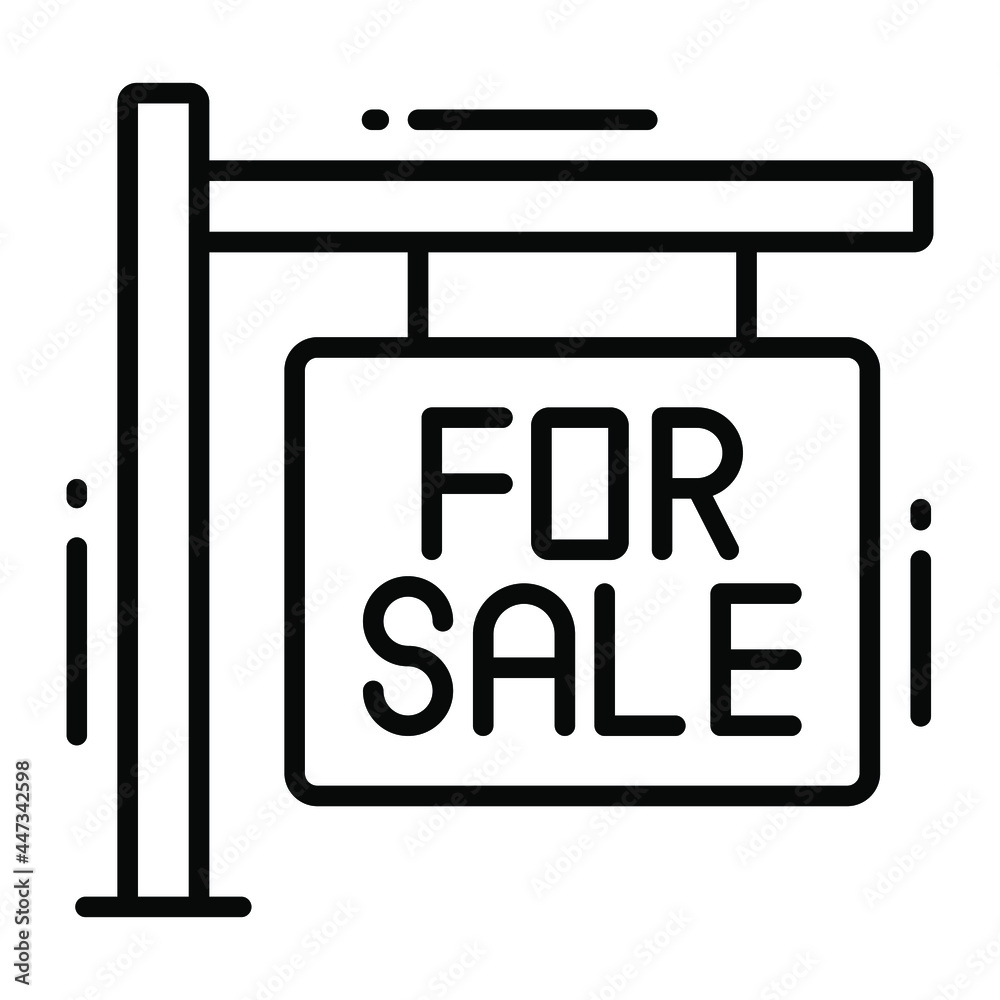 for sale trendy icon, line style isolated on white background. Symbol for your web site design, logo, app, UI. for sale trendy icon, line style isolated on white background. Symbol for your web site design, logo, app, UI.