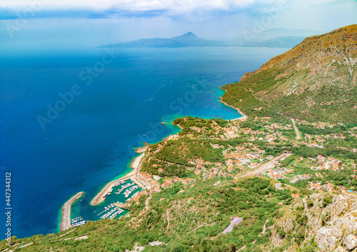 Fototapeta Naklejka Na Ścianę i Meble -  Maratea (Basilicata, Italy) - The touristic and colorful sea village in southern Italy, Basilicata region, with the attraction of giant and panoramic statue of Cristo Redentore