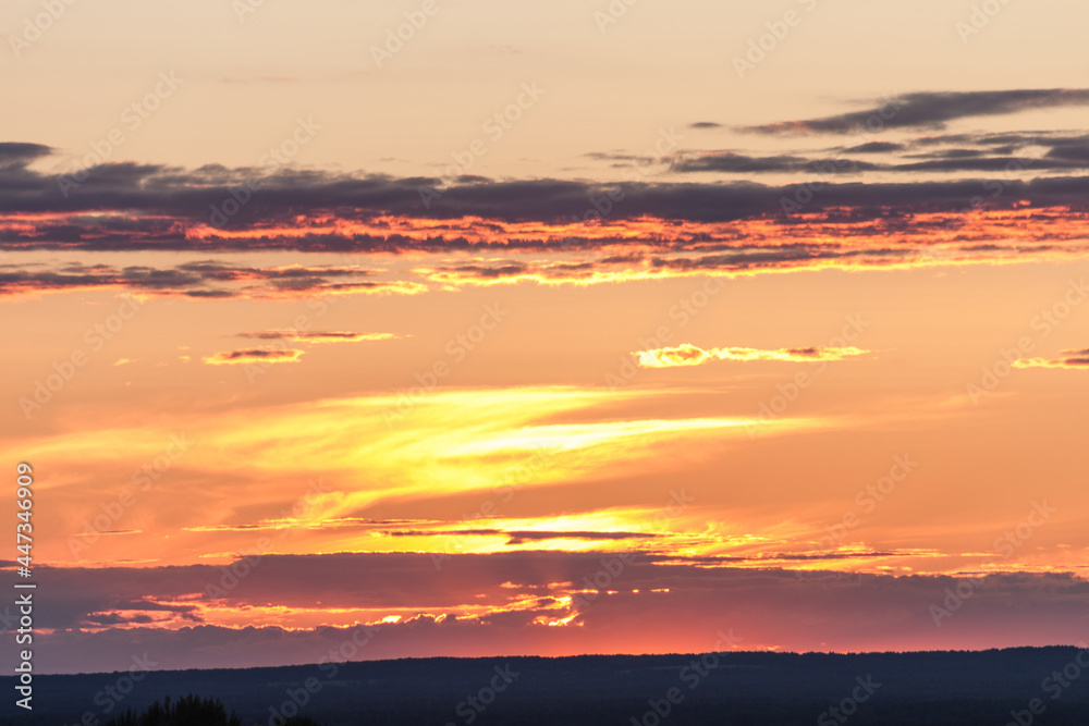 Obraz premium Sunset in the evening outside the city. 