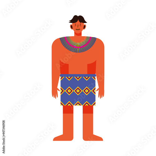 amazon indigenous man with traditional skirt