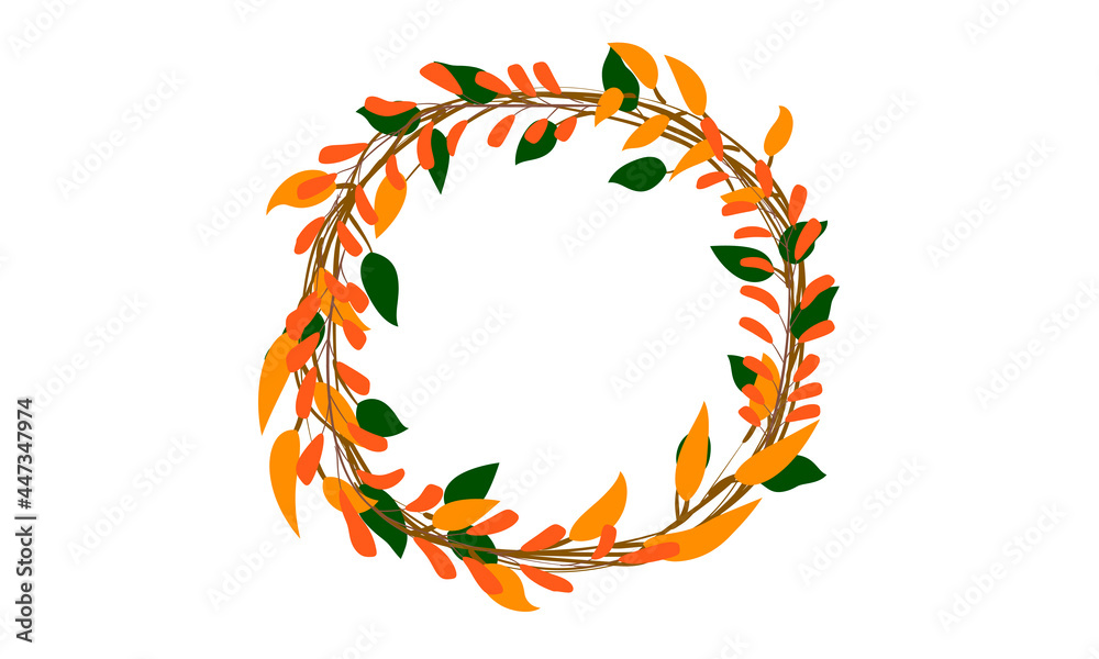 Obraz premium wreath Autumn color red, green, orange. Autumn wreath.