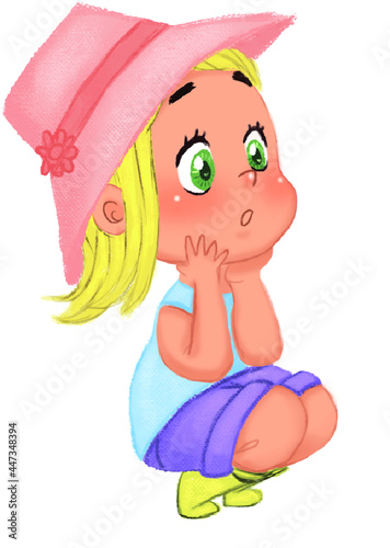 Blonde hair cute girl isolated