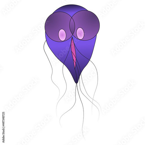 Purple Giardia lamblia protozoan isolated on white background photo