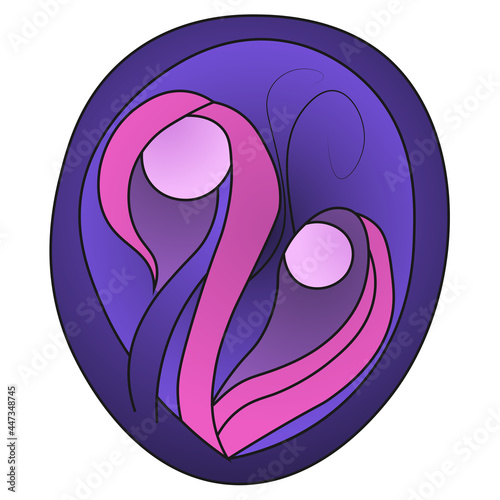 Purple Giardia lamblia cyst protozoan isolated on white background