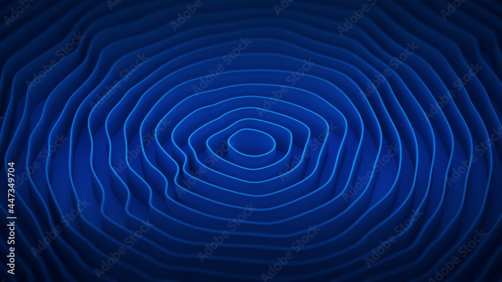 Blue ripple rings 3D render Blue ripple rings 3D render