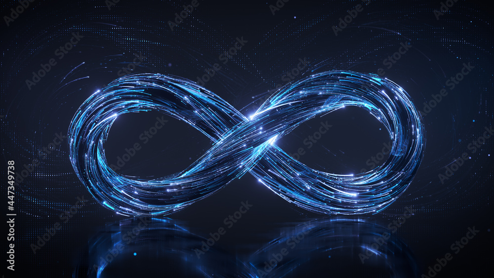 Blue infinity symbol 3D rendering illustration - obrazy, fototapety, plakaty 