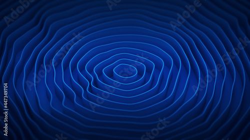 Blue ripple rings 3D render