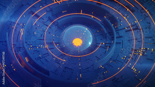 Blue futuristic technical c...