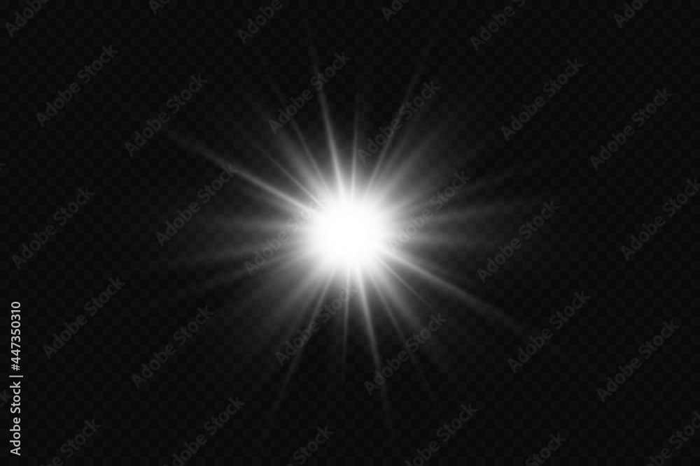 Glow effect. Star on transparent background.Bright sun. Vector illustration.
