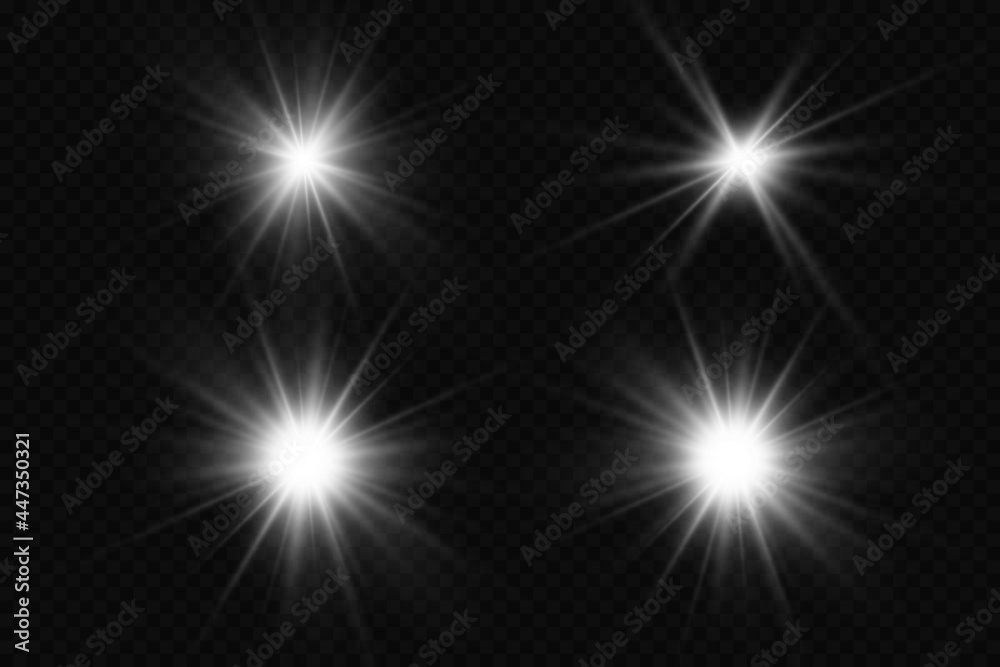 Glow effect. Star on transparent background.Bright sun. Vector illustration.
