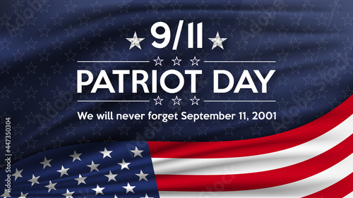 Patriot day. September 11, patriot day background. United states flag poster. American flag and text blue with stars background for Patriot Day. photo