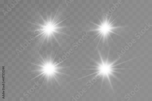 Glow effect. Star on transparent background.Bright sun. Vector illustration. 