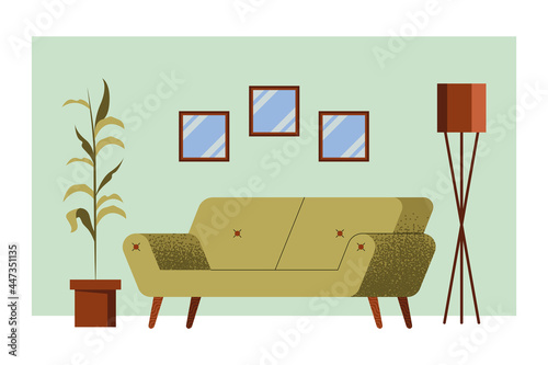 green sofa in livingroom