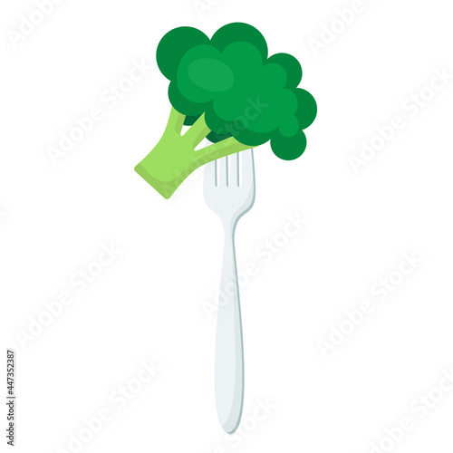 Broccoli On forks Concept of diet. Vector illustration.