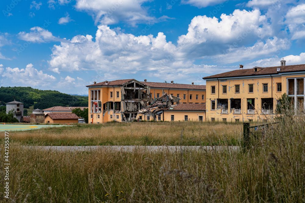 The center of Amatrice at July 2020 after the earthquake of central Italy 2016 The center of Amatrice at July 2020 after the earthquake of central Italy 2016