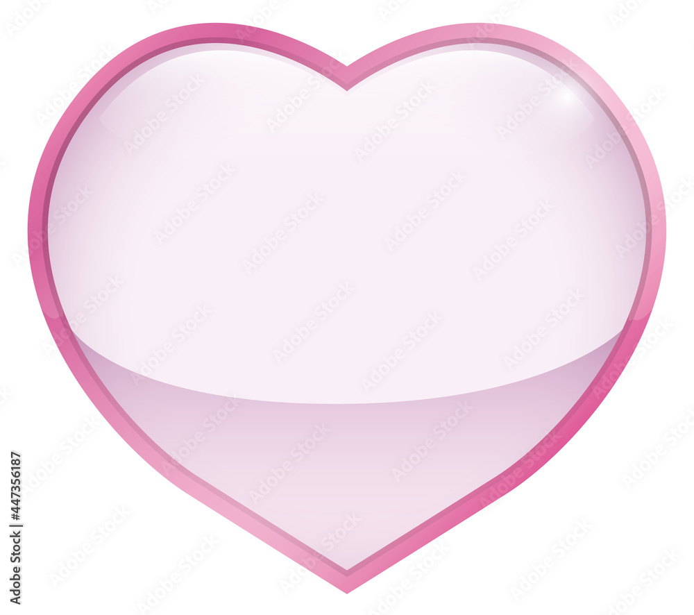 Pink and glossy button with heart shape, Vector illustration