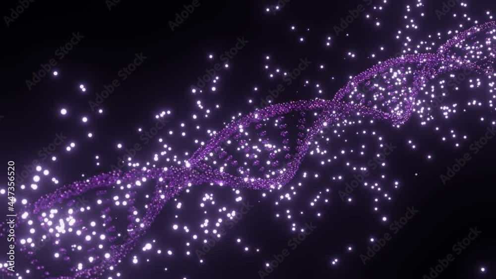 Abstract 3D DNA animation on a black background