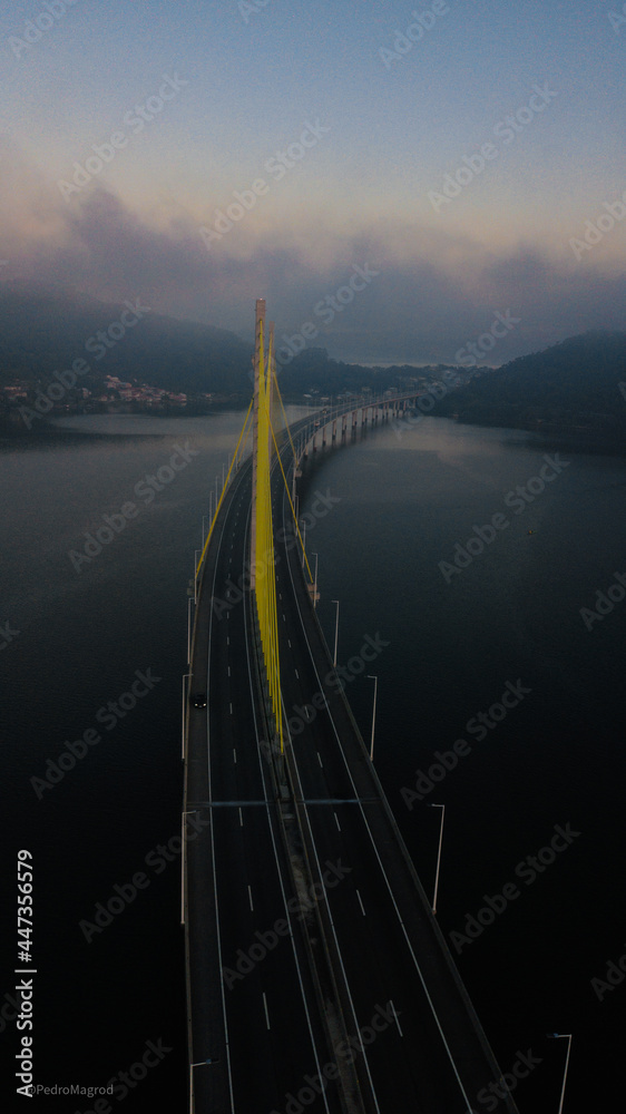 Anita Garibaldi Suspension Cable Chain Bridge Laguna Lake Sunrise Architecture Engineer Road Transport Brazil