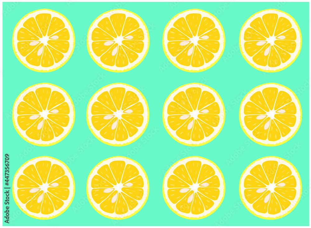Slices of lemons on light blue background Slices of lemons on light blue background