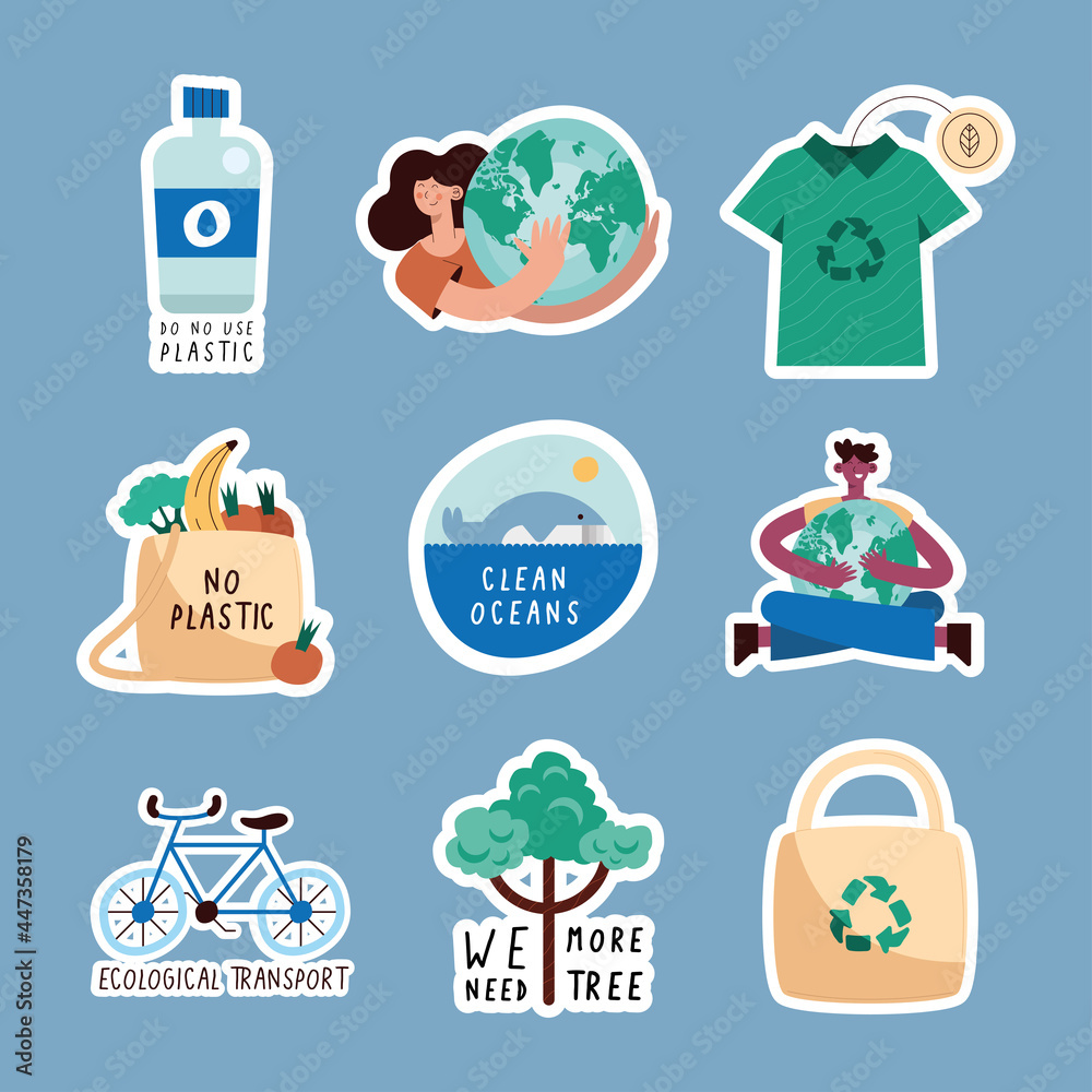 Nine Green Lifestyle Icons Stock Vector 