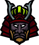 Głowa samuraja wektor mascot logo 