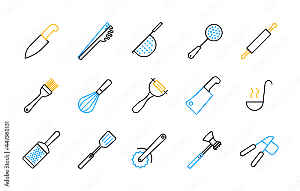 Kitchenware and kitchen vector flat icon set