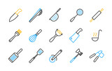 Kitchenware and kitchen vector flat icon set