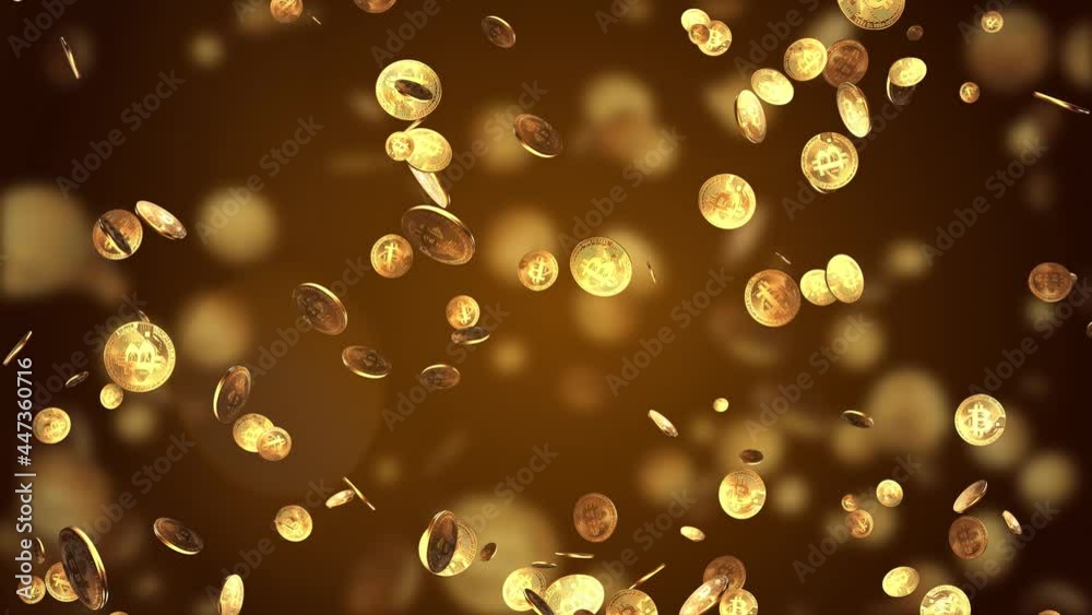 Virtual Coins Bitcoins Green Screen Loop Animation Background. cryptography and finance concept, virtual crypto currency and bank economy. Concept of virtual money exchange, finance and pay.