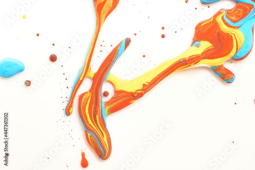 Abstract photography splashing coloful background, macro photography of paint splahes wallpaper. Creativity or messy concept photography