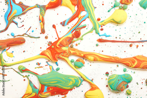 Abstract photography splashing coloful background  macro photography of paint splahes wallpaper. Creativity or messy concept photography