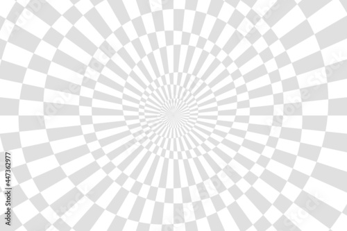 Vector illustration of abstract pattern with optical illusion. Op art checkered background.