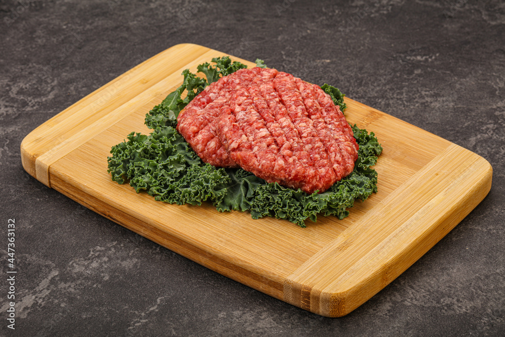 Raw beef burger cutlet for cooking Raw beef burger cutlet for cooking