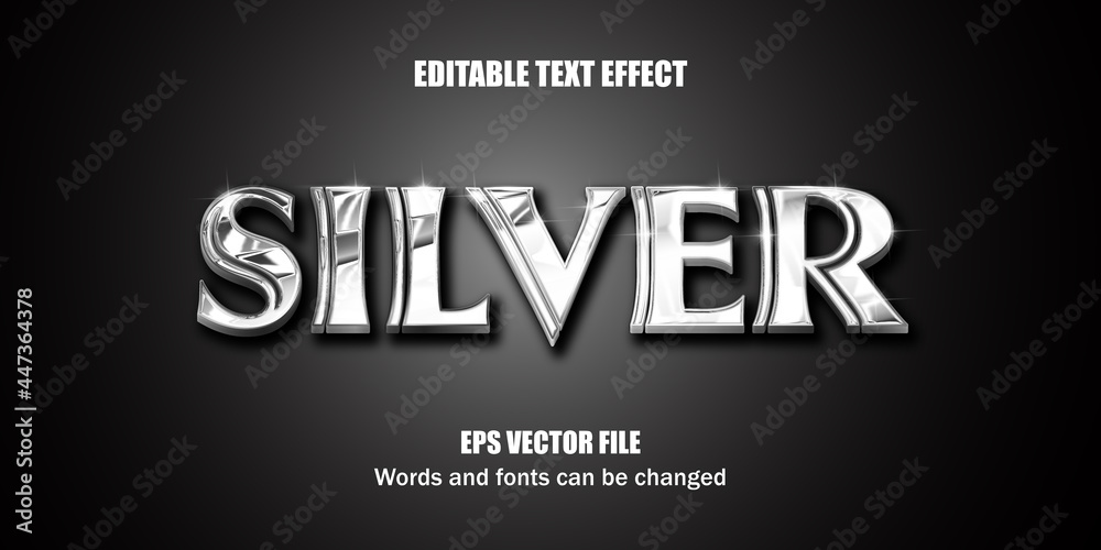 Editable text effect, Silver text