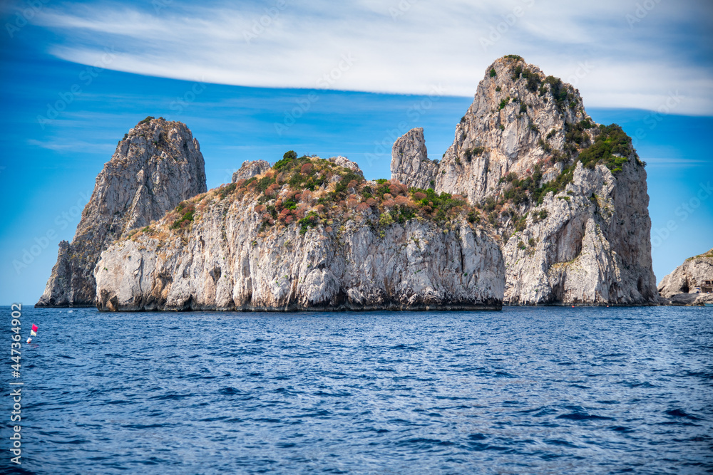 Beautiful coastline and mountains of Capri, Italy.