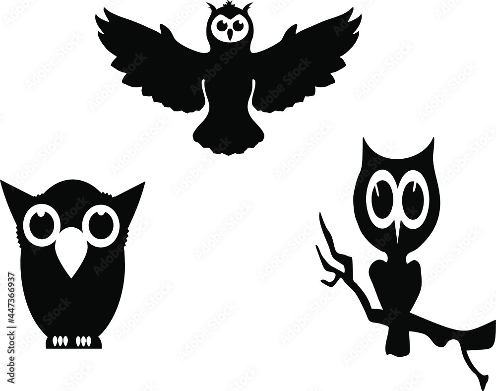 Fototapeta premium Owl set for halloween and printing. Vector