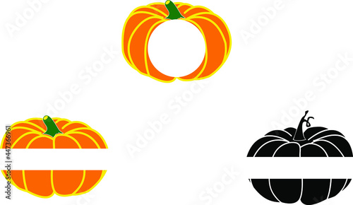 Pumpkin monogram  add your text. Vector