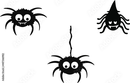 Spider set for halloween on white background.  Vector illustration