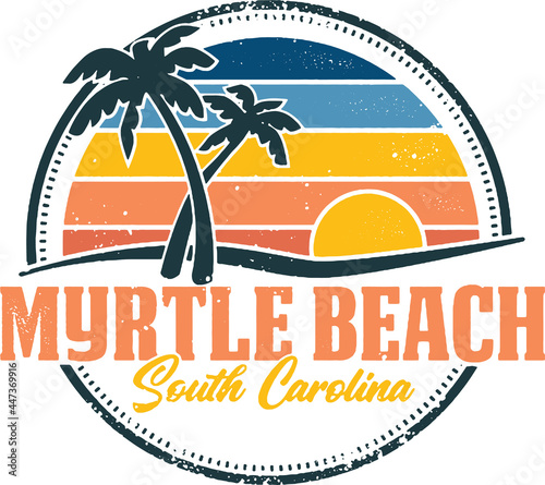Myrtle Beach South Carolina Vintage Style Stamp Design