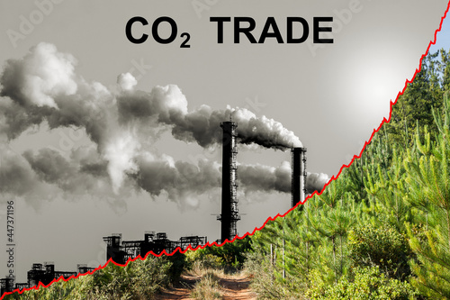 CO2 Kohlenstoffdioxid Emission Reduzierung durch steigende Preise Zertifikate Zertifizierung Steuer Handel Börse Chart photo