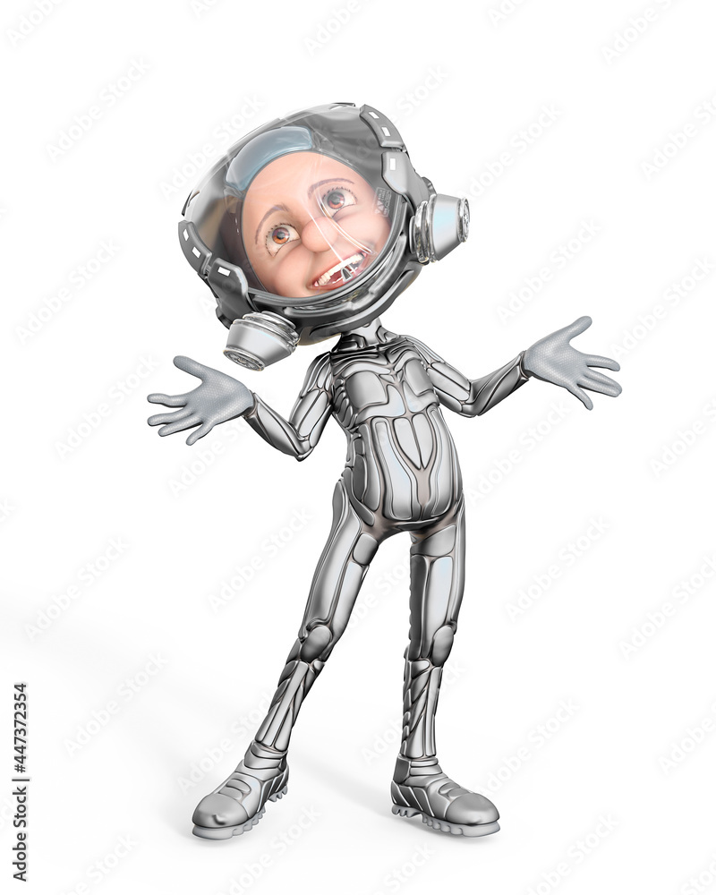 mini astronaut cartoon is happy and looking up mini astronaut cartoon is happy and looking up