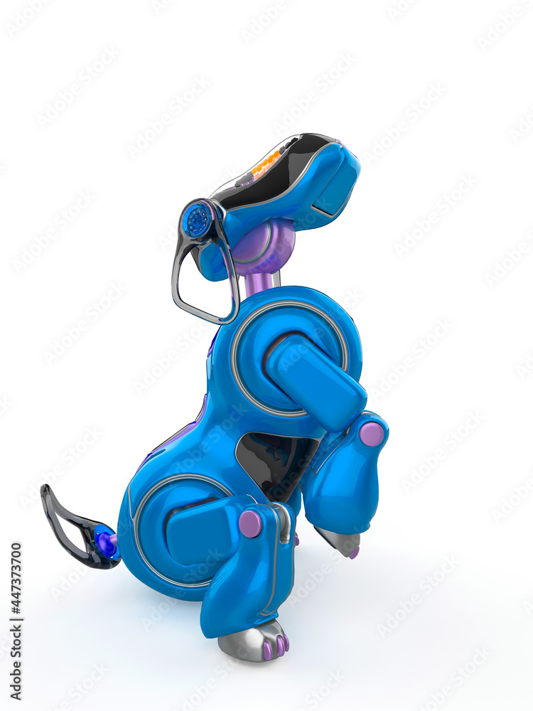 cyber dog cartoon is doing a begging pose