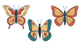 Set of bright different butterflies. Vector illustration isolated on white background.