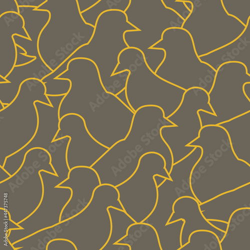 Vector grey and yellow pigeons seamless pattern. Ideal for city life and pigeon lovers. Perfect for fabric, wallpaper, scrapbooking and stationery.