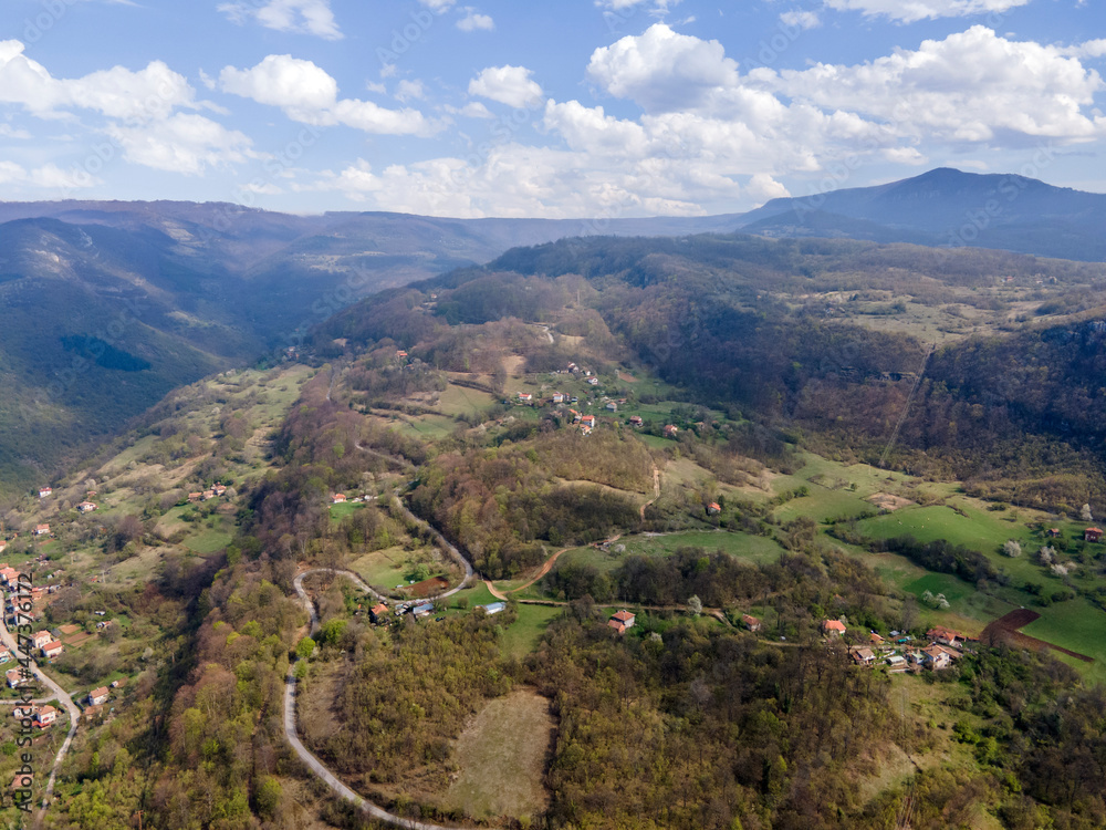 Aerial view of village of Lakatnik at Iskar river Gorge, Bulgaria