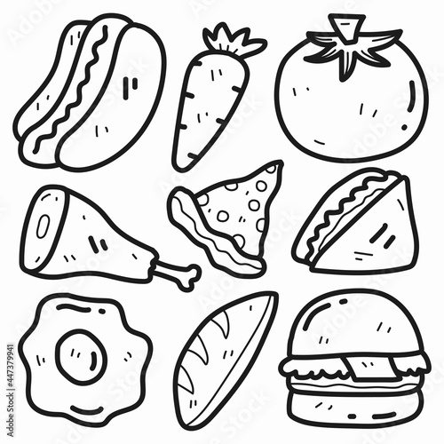 hand drawn food coloring cartoon doodle design
