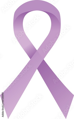 Periwinkle, lilac, Lavender awareness ribbon. Eating disorders, concern and Esophageal cancer concept. Stock vector illustration isolated on white background in flat cartoon style.