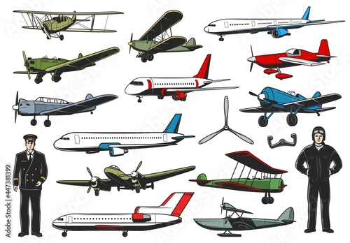 Murais de parede Modern and vintage aircraft set