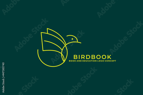 book bird logo design concept in linear style usable logo for education logo book store course web icon logo design concept